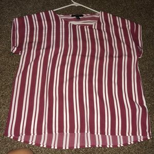 burgundy shirt, loose, sheer